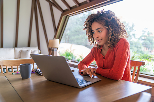 Person doing research on a laptop